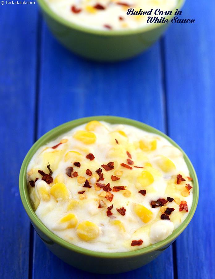 Baked Corn in White Sauce recipe, Corn Recipe