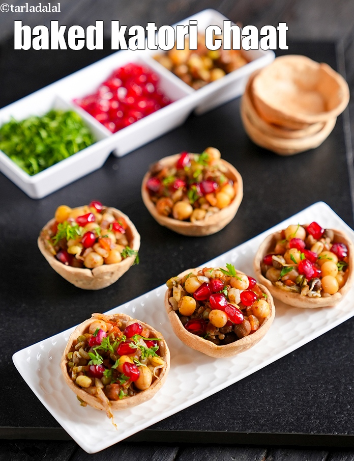 baked katori chaat recipe | healthy tokri chaat | baked mini chaat cups |
