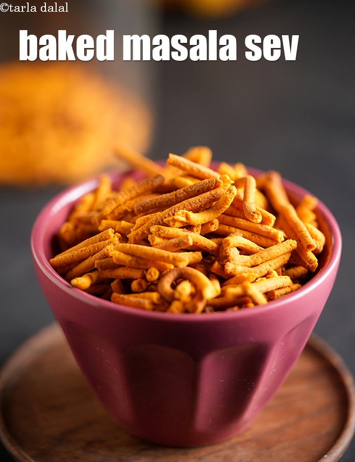 baked masala sev recipe | healthy gram flour noodles snack |?baked masala sev for weight loss |?baked sev made with tomatoes |