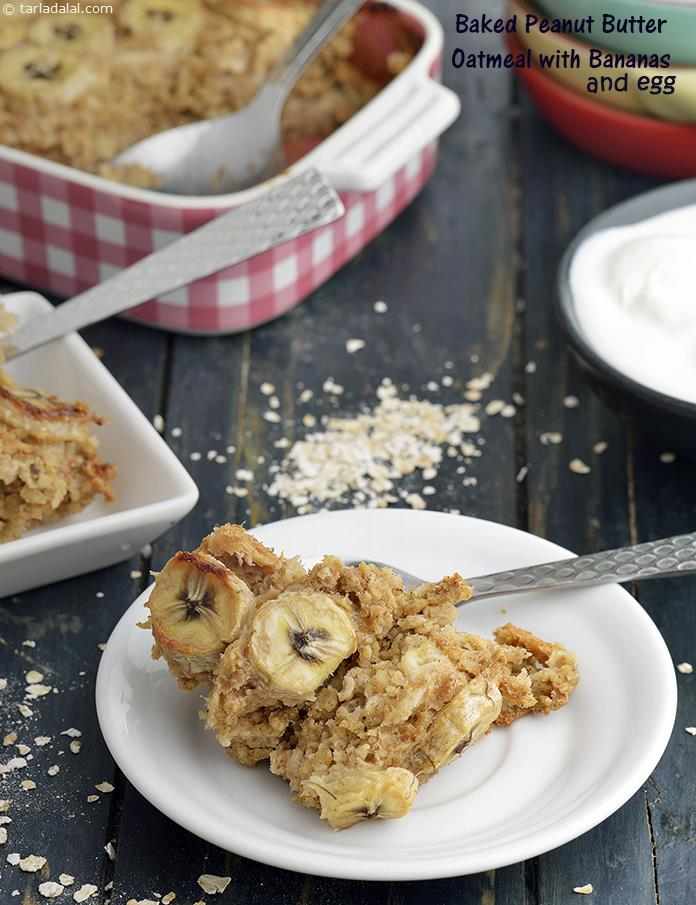 Baked Peanut Butter Oatmeal with Banana and Egg