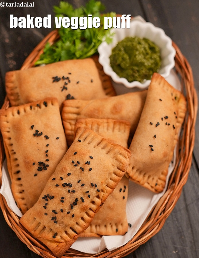 baked veggie puff recipe | diabetes and kidney friendly baked puff | healthy soya vegetable puffs |