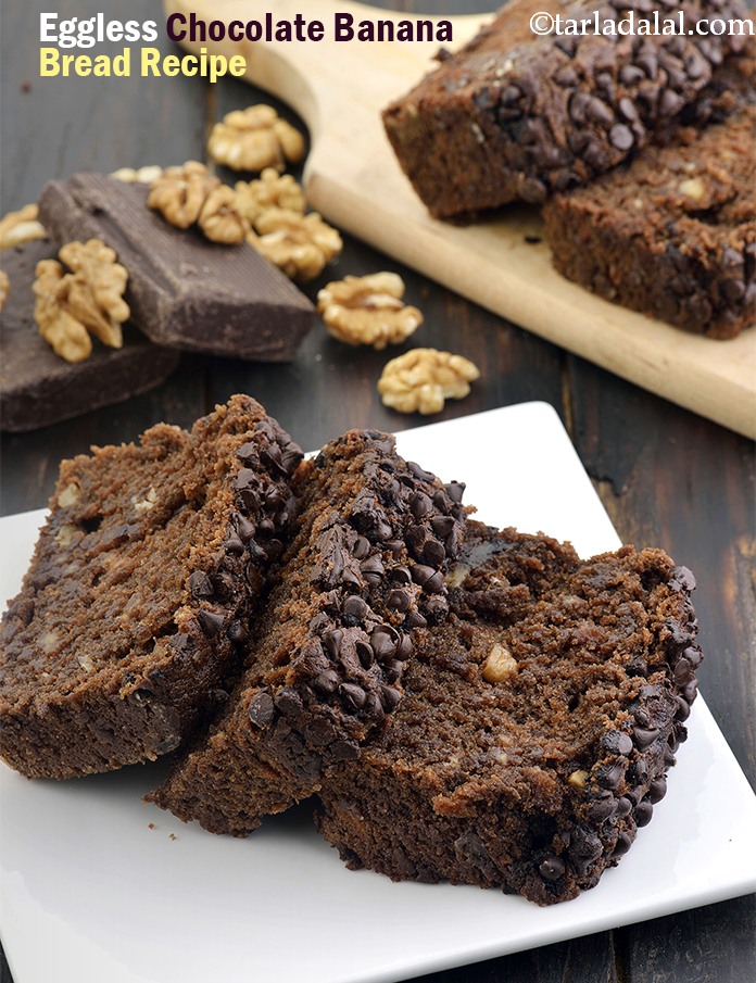 Eggless Chocolate Banana Bread Recipe, Banana chocolate chip bread