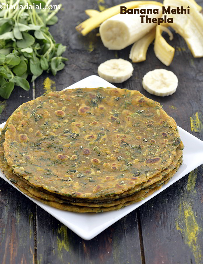 banana methi thepla recipe | kela methi thepla | Gujarati thepla with banana |