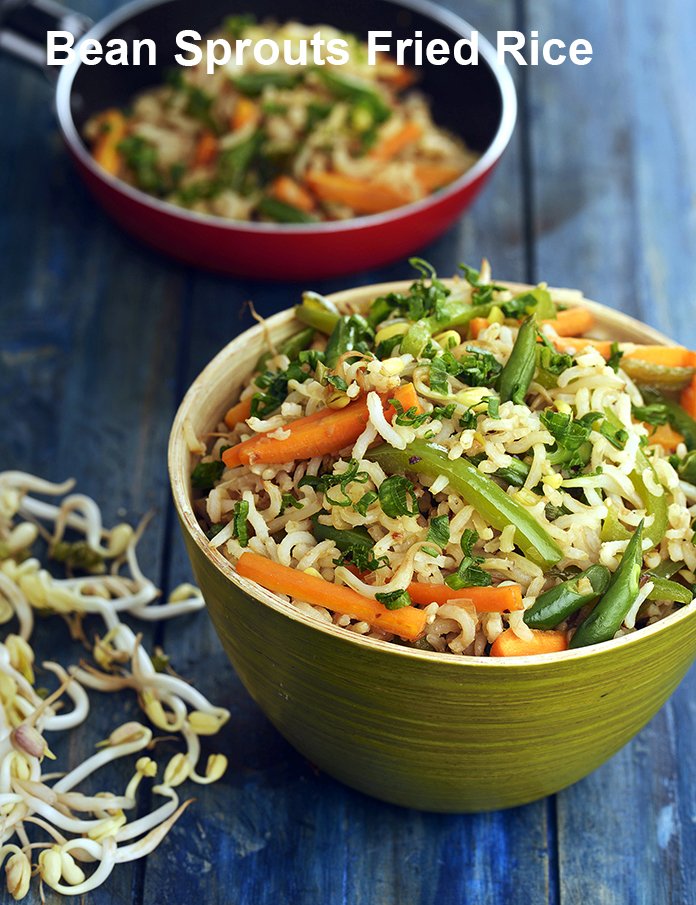 bean sprouts fried rice recipe | healthy veg fried rice | Indian vegetable fried rice with bean sprouts |