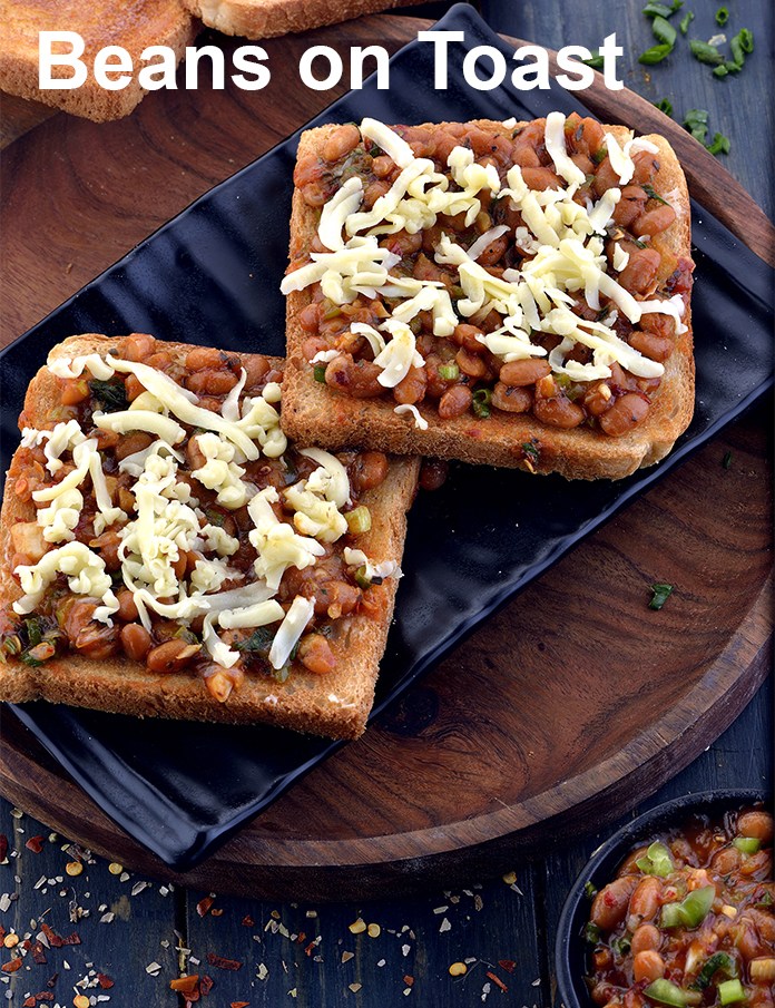 beans on toast recipe | Indian style baked beans on toast |