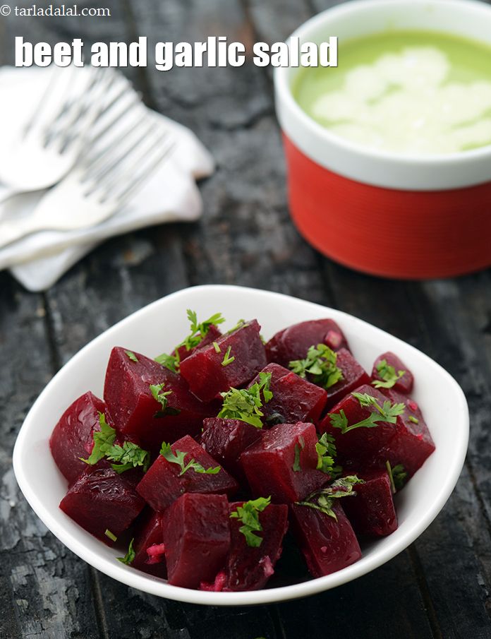 beet and garlic salad recipe | healthy beetroot garlic salad | quick Indian |