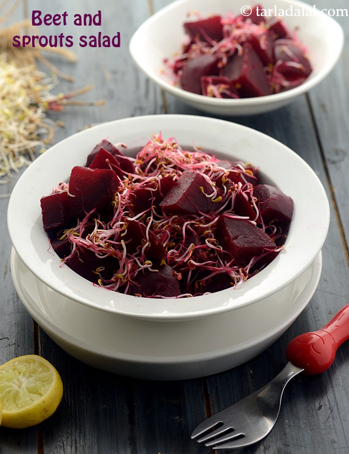 beet and sprouts salad recipe | healthy sprouted beetroot salad |