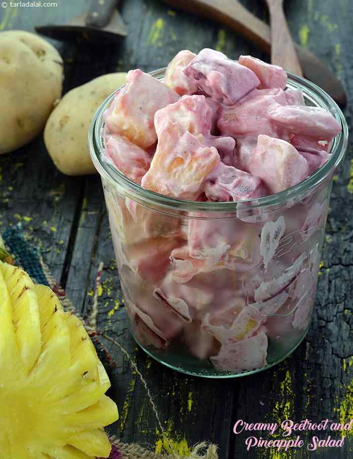 Creamy Beetroot and Pineapple Salad recipe, Indian Vegetarian Recipes