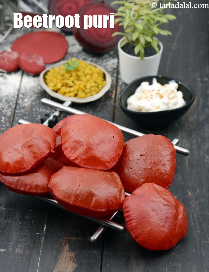 beetroot puri recipe | Indian beetroot poori | beetroot luchi | kids lunchbox recipe |