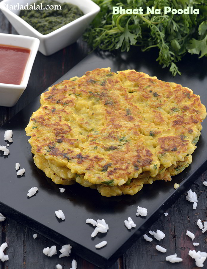 Bhaat Na Poodla recipe, Bhaat Na Pudla, Gujarati Recipe