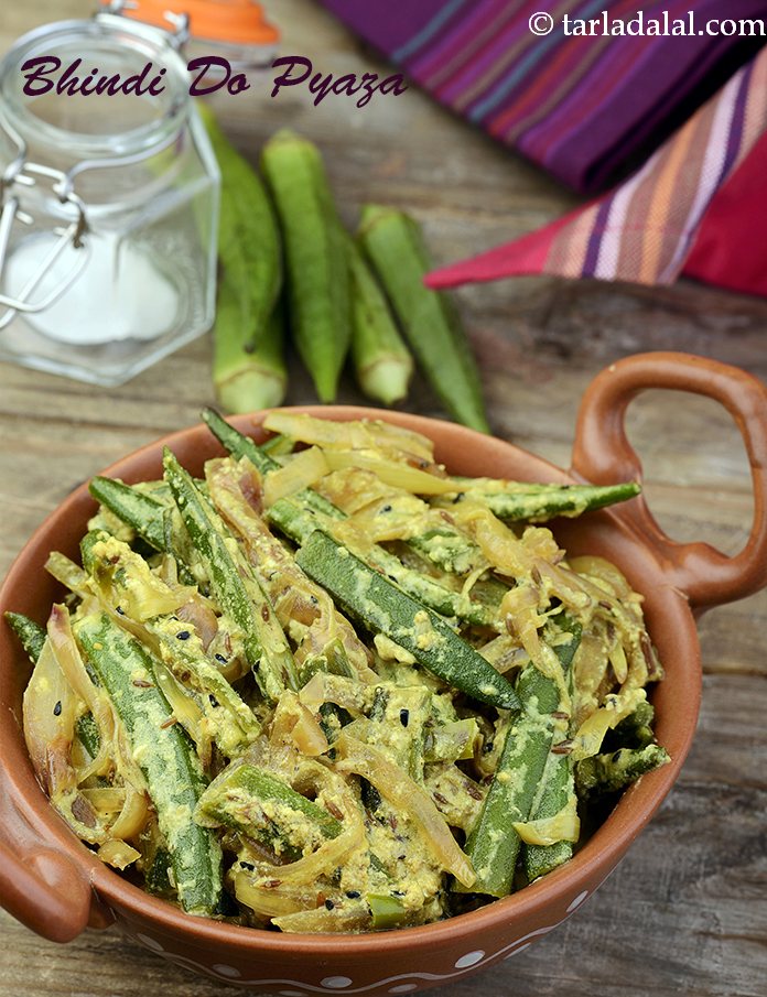 bhindi do pyaza recipe | bhindi do pyaza with curd | restaurant style |