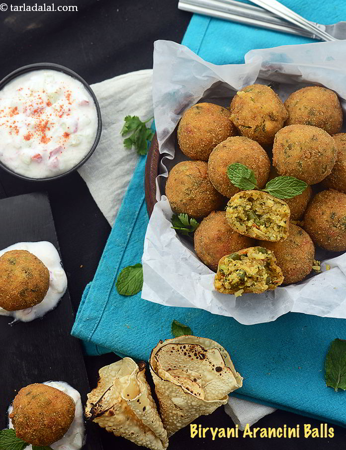 biryani arancini balls recipe | Indian arancini | veg biryani arancini |