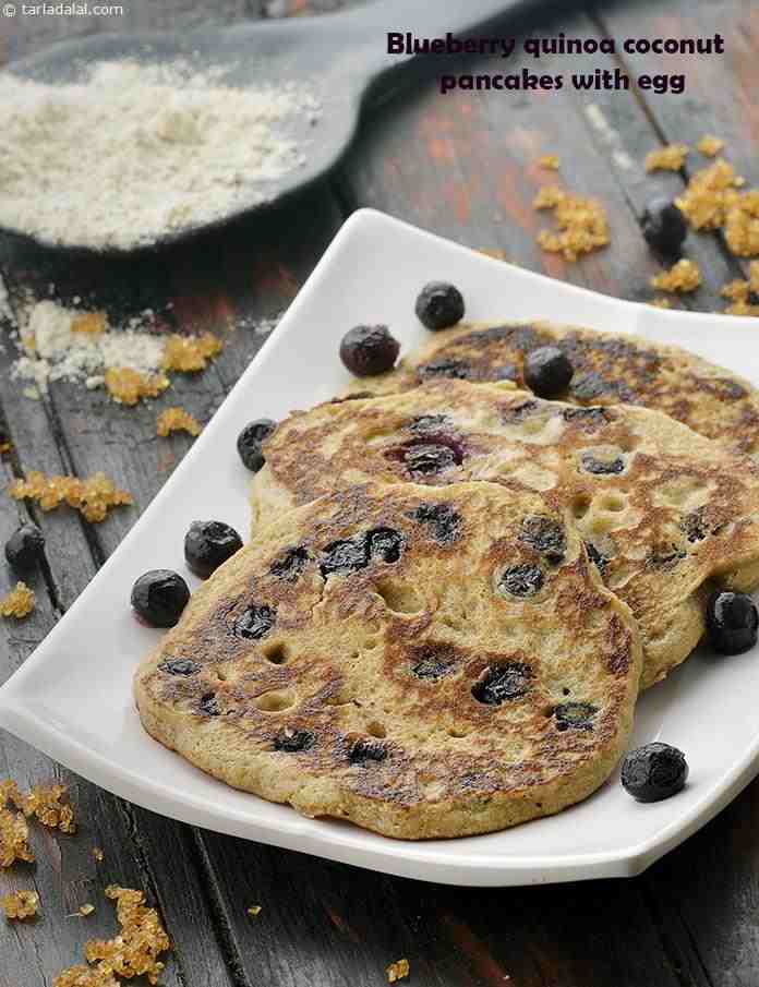 Blueberry Quinoa Coconut Pancakes with Eggs recipe