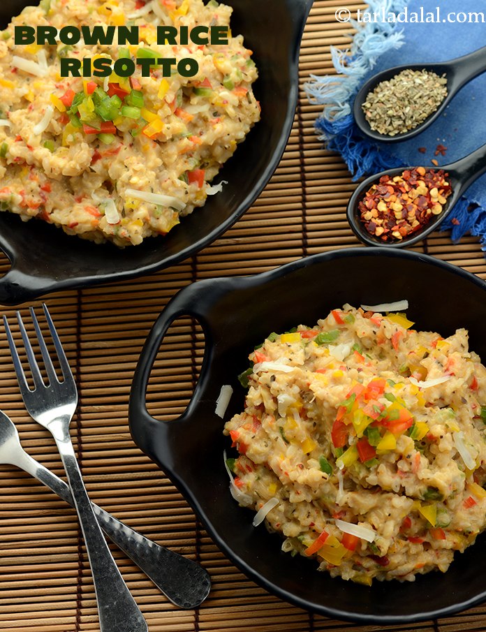 brown rice risotto recipe | Indian style brown rice vegetable risotto |
