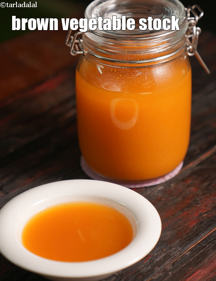 brown vegetable stock recipe | Indian brown stock | brown vegetarian stock |