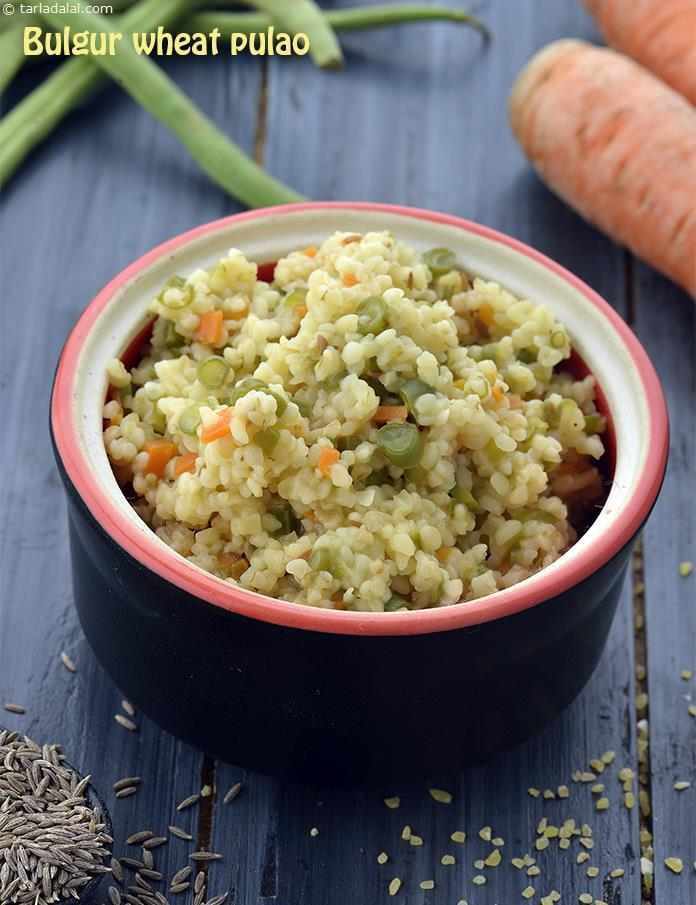 दलिया का पुलाव रेसिपी, Bulgur Wheat Pulao, Low Salt Recipe In Hindi 
