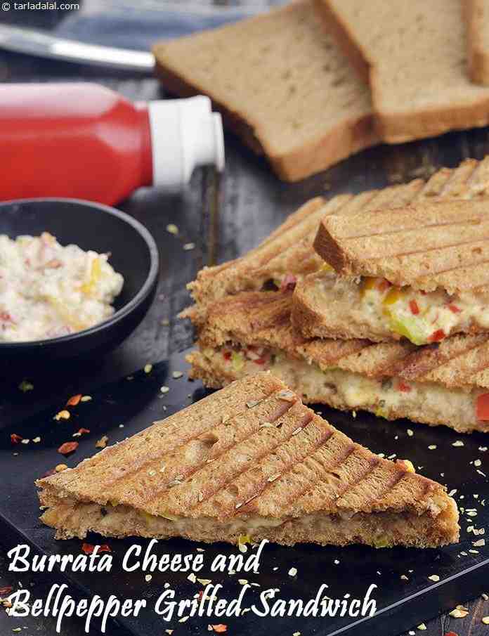 Burrata Cheese and Bellpepper Grilled Sandwich