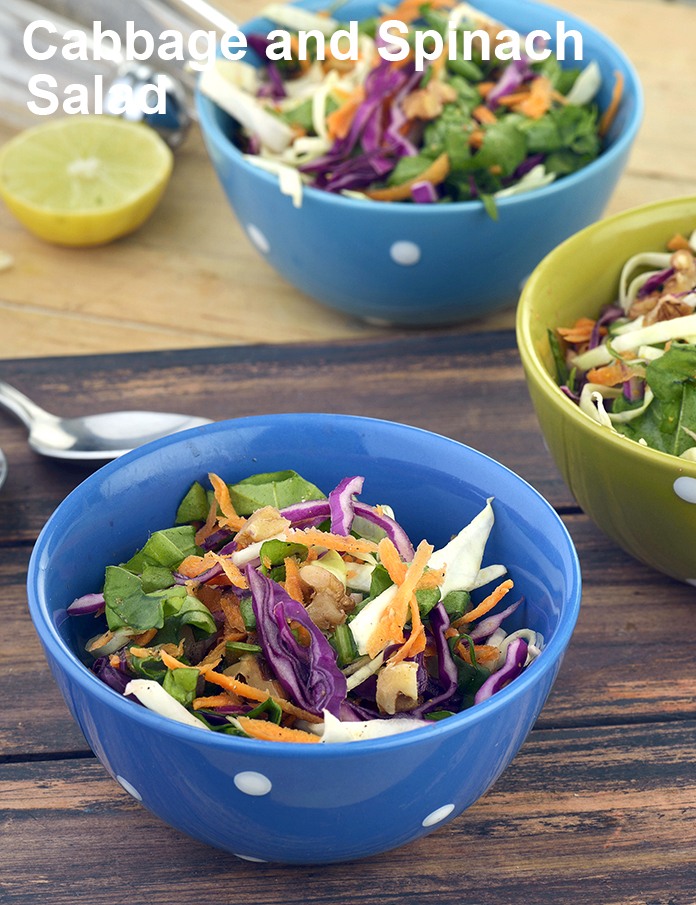 cabbage and spinach salad recipe | Indian cabbage, carrotÂ and spinach with garlic |