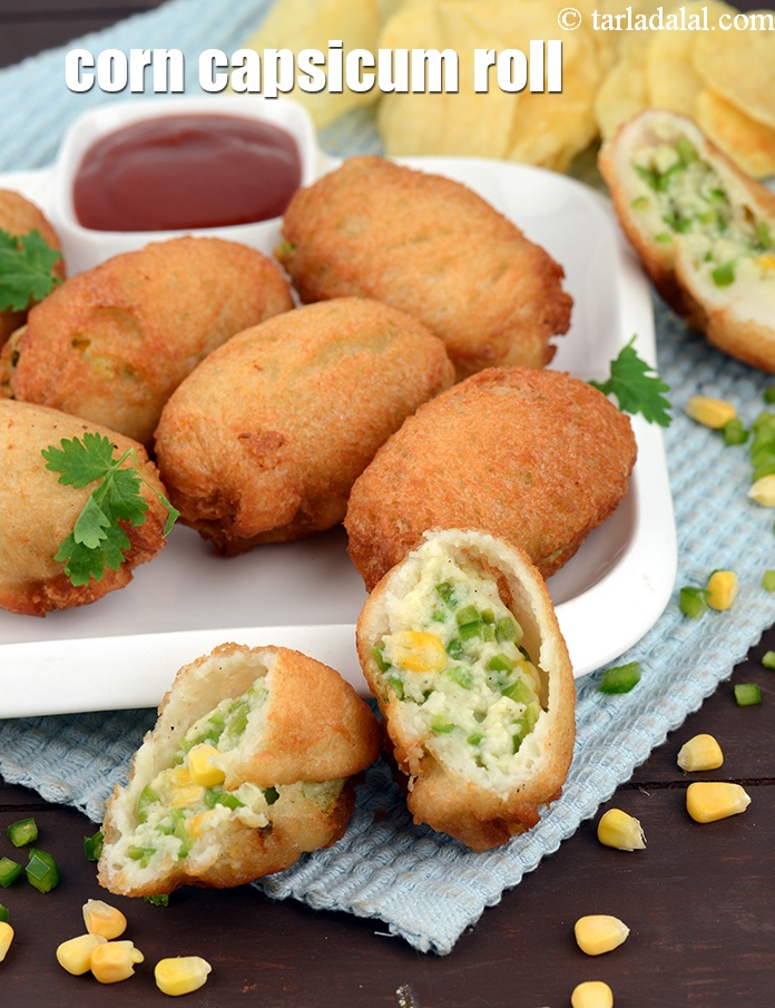 corn capsicum roll recipe | Indian corn cheese capsicum roll | cheese corn bread roll | Mexican starter |