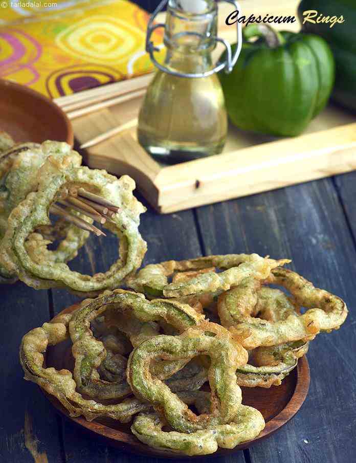 Capsicum Rings recipe, Jain Recipes