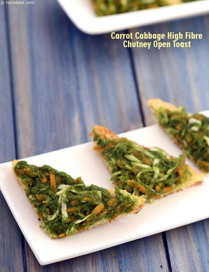कॅरट एण्ड कैबॅज हाई फाईबर चटनी ओपन टोस्ट रेसिपी, Carrot and Cabbage High Fibre Chutney Open Toast Recipe In Hindi