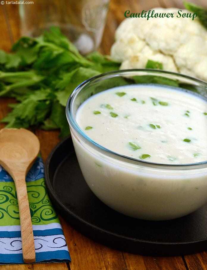healthy cauliflower soup |  Indian style cauliflower  soup | low calorie cauliflower soup |