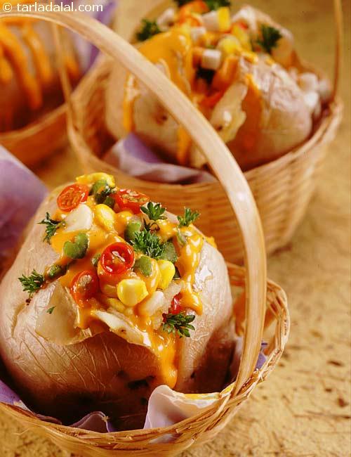 Cheesy Corn Stuffed Jacket Potatoes recipe, Corn Recipes
