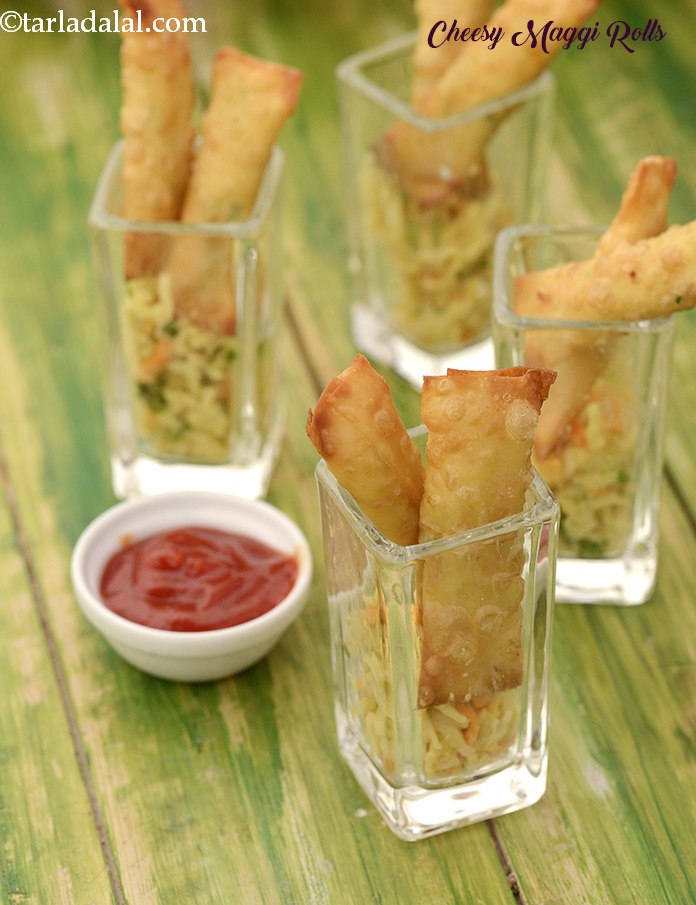 cheesy maggi noodles rolls | deep fried maggi vegetable rolls