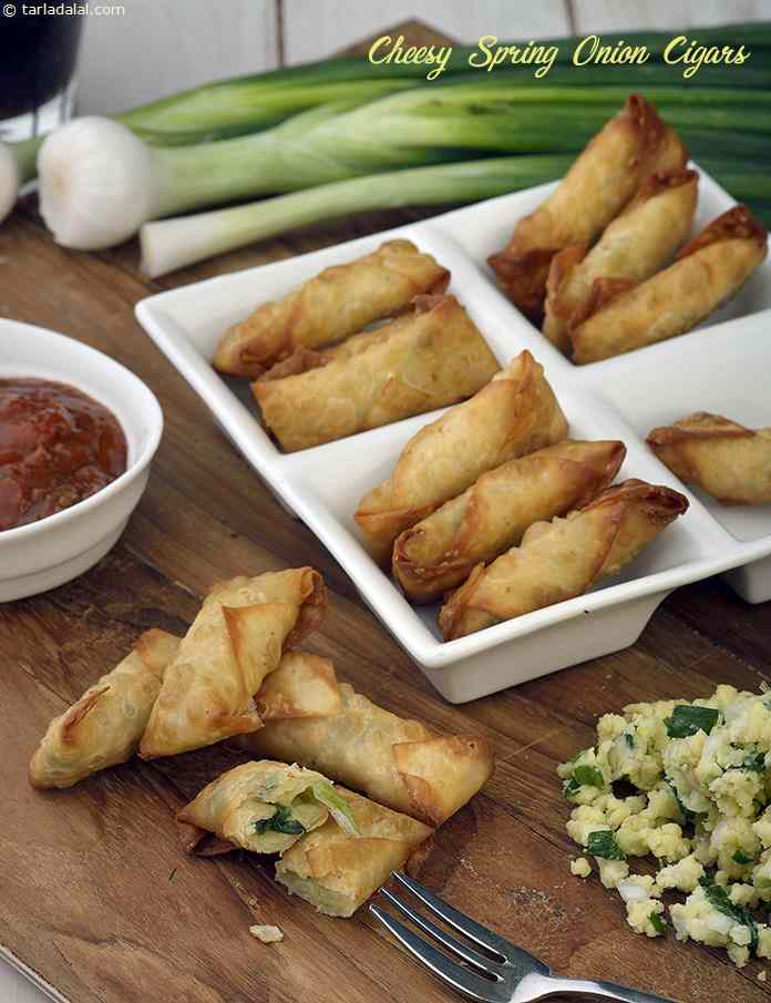 Cheesy Spring Onion Cigars recipe