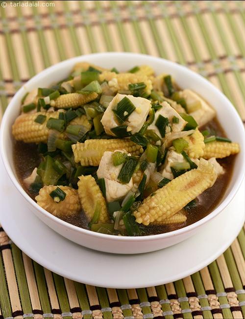 Chilli Paneer and Baby Corn ( Microwave Recipes)