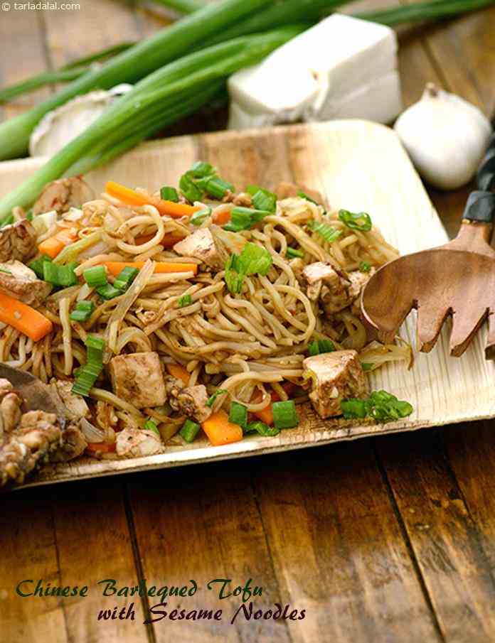 Chinese Barbequed Tofu with Sesame Noodles recipe, Chinese Recipes