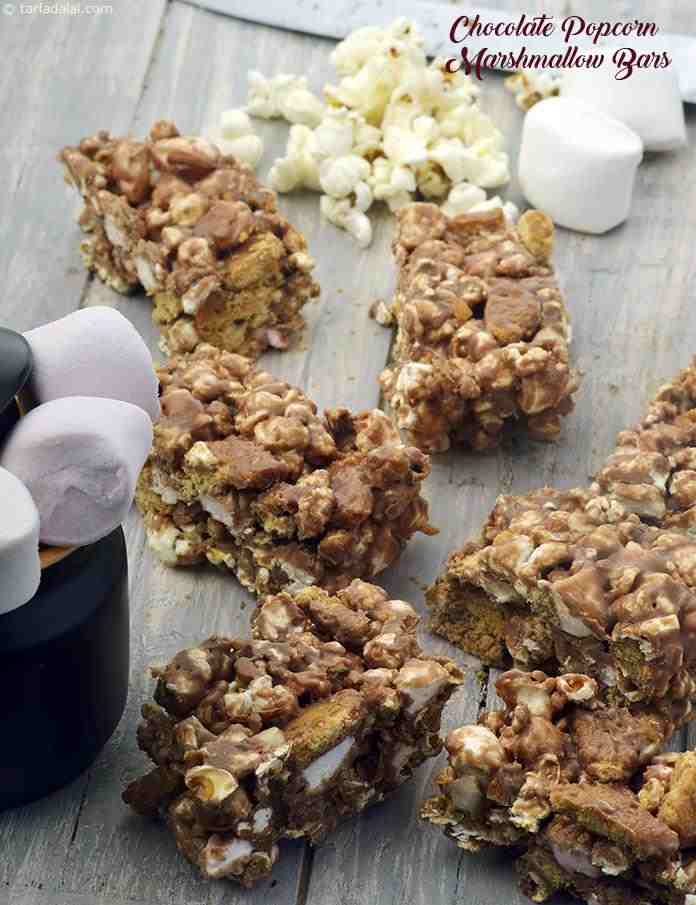 Chocolate Popcorn Marshmallow Bars