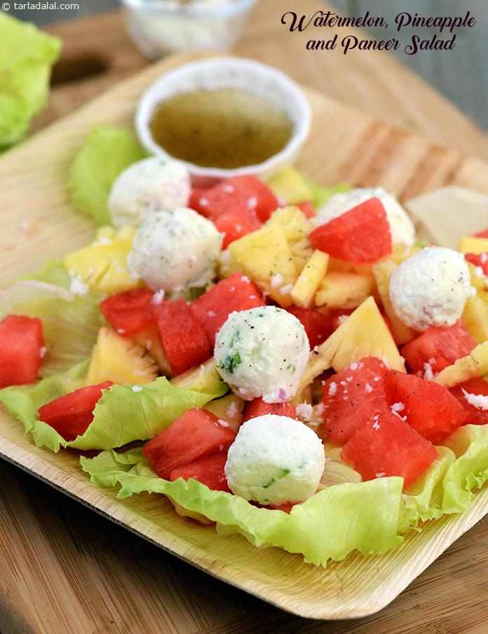 Watermelon , Pineapple and Paneer Salad recipe, Party Recipes, Entertaining Recipes