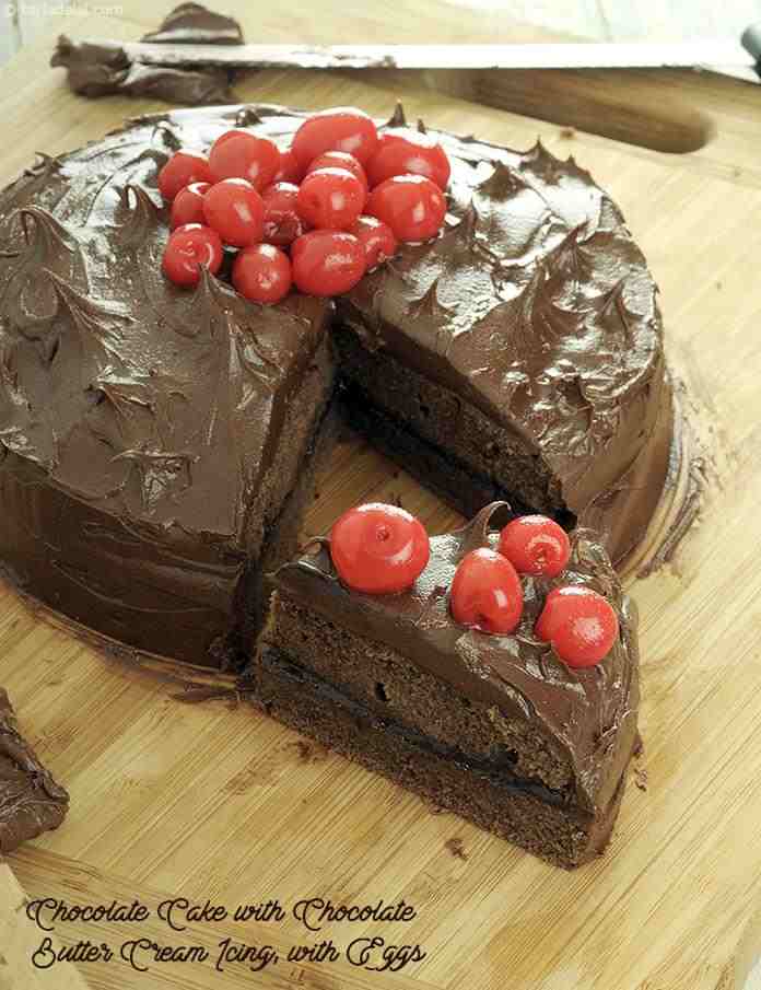 Chocolate Cake with Chocolate Butter Cream Icing with eggs | Indian-style Chocolate Cake with Chocolate Butter Cream Icing |
