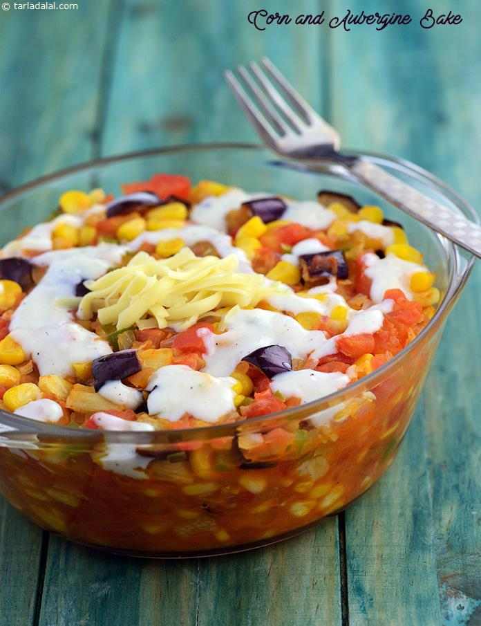 Corn and Aubergine Bake