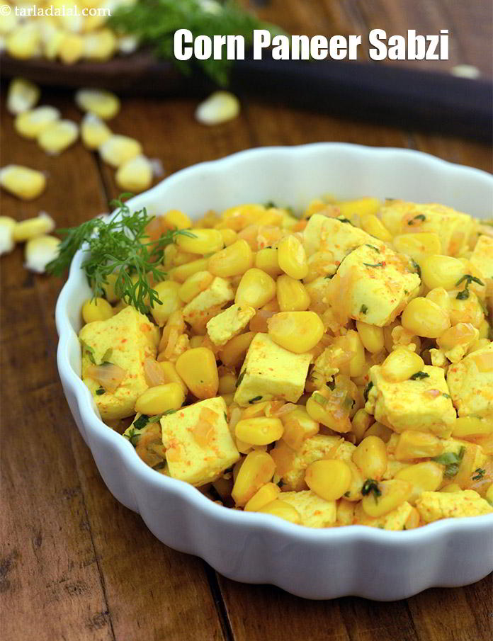 corn paneer sabzi recipe | Indian sweet corn paneer bhaji | makai paneer sabzi |