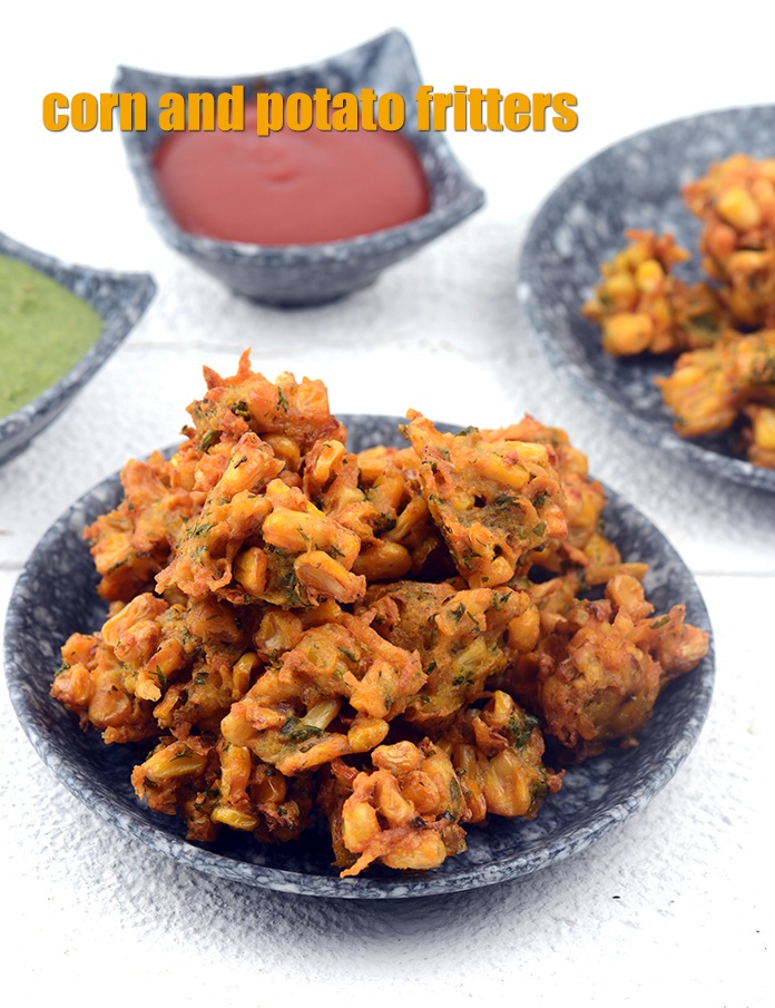 corn and potato fritters recipe | Indian sweetcorn potato fritters | | crispy aloo corn pakoda |