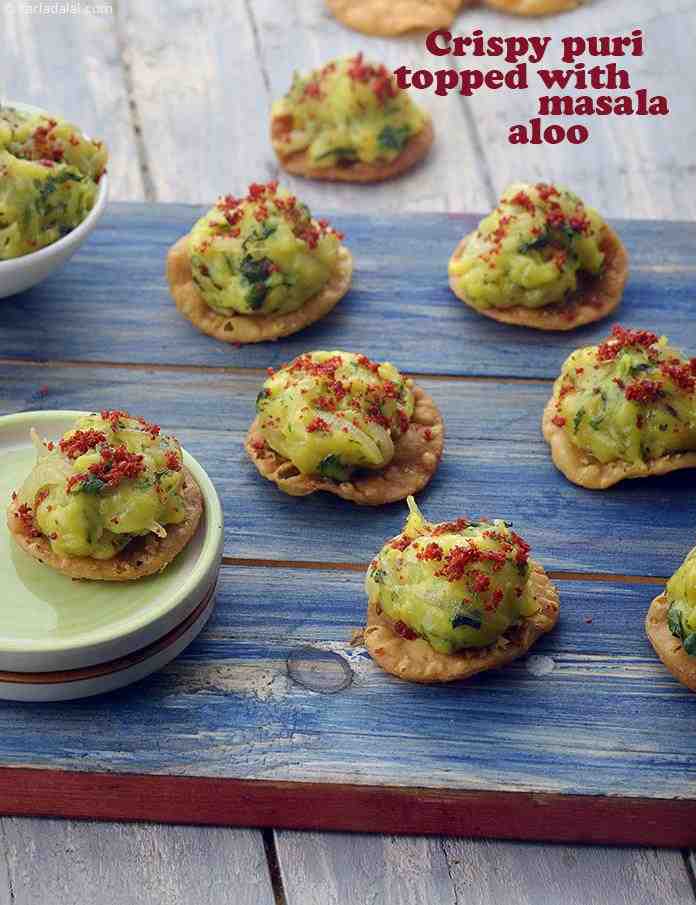 Crispy Puri Topped with Masala Aloo recipe, Masala aloo, Jeera puri