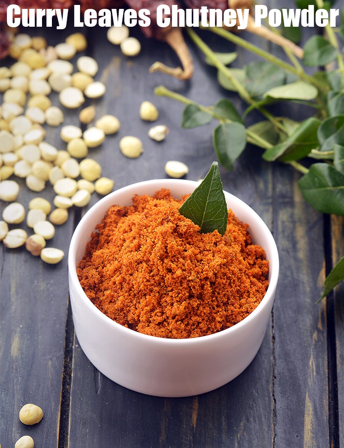 curry leaves powder | curry leaves chutney powder | South-Indian curry leaves chutney powder | karibevu chutney powder | Kari bevu chutney pudi | karuveppilai podi | karivepaku podi |