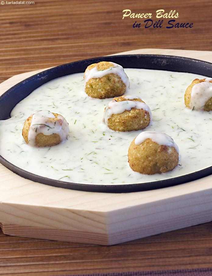 Paneer Balls in Dill Sauce recipe, Party Recipes, Entertaining Recipes