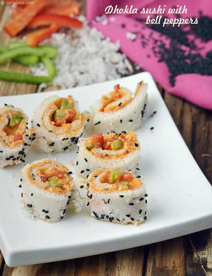 Dhokla Sushi with Bell Peppers recipe
