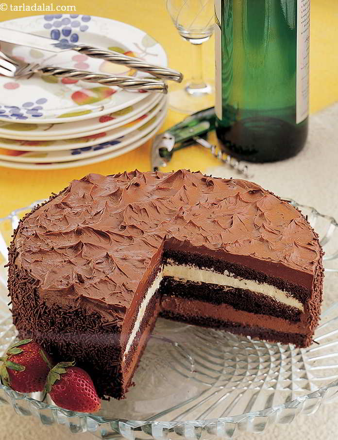 Double Layered Chocolate Truffle Gateau recipe, Indian Microwave Snack Recipes
