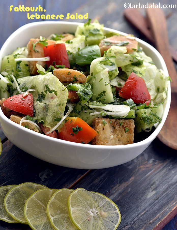 फत्तुश, लेबनानी सलाद रेसिपी, Fattoush,  Lebanese Salad Recipe In Hindi