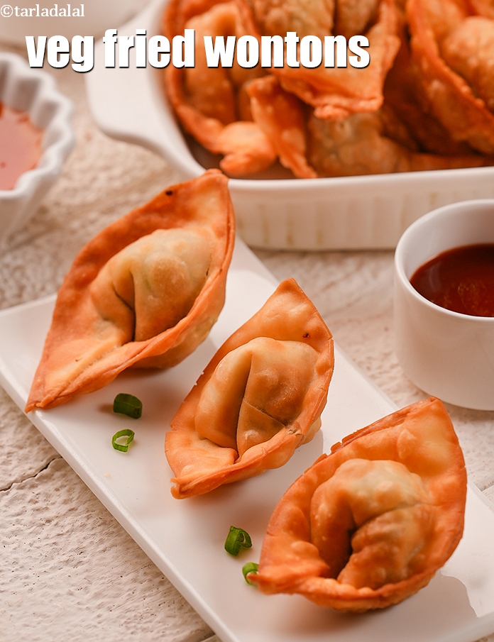 veg fried wontons recipe | Indian style fried wonton recipe | fried vegetable wontons |