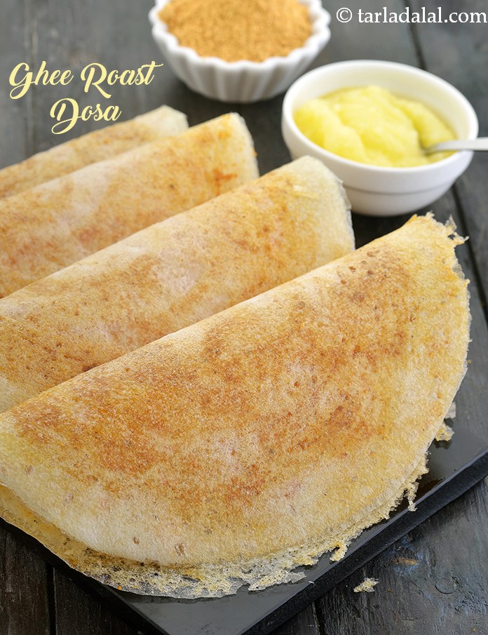 Ghee Roast Dosa, Crispy Dosa with Milagai Powder