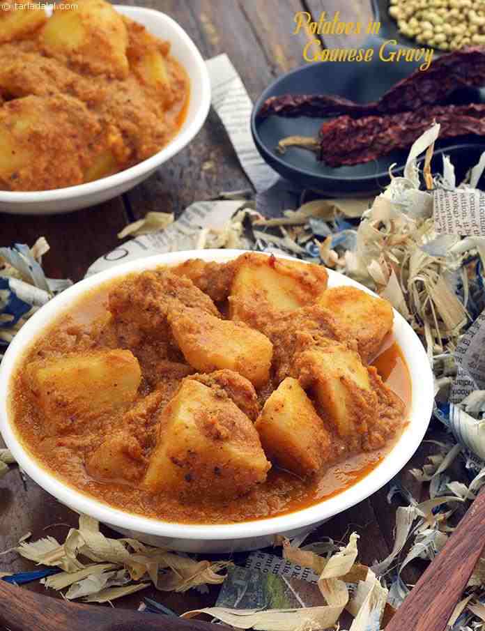 Potatoes in Goanese Gravy recipe, Curries Recipes | Kadhis Recipes
