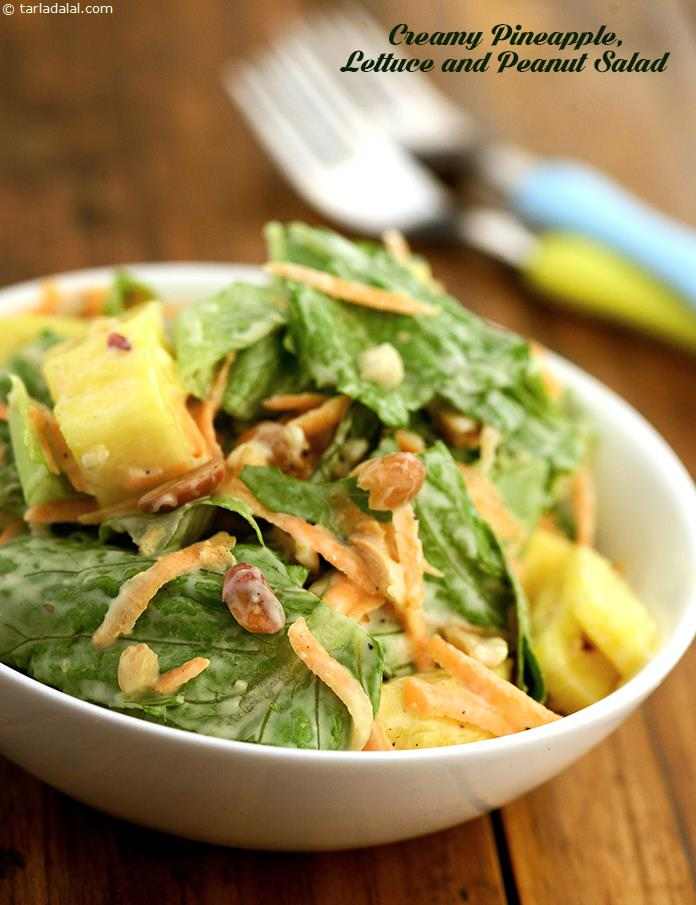 Creamy Pineapple, Lettuce and Peanut Salad recipe, Vegetarian Recipes