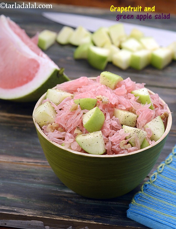 ग्रेपफ्रूट एण्ड ग्रीन एप्पल सलाद रेसिपी, Grapefruit and Green Apple Salad Recipe In Hindi