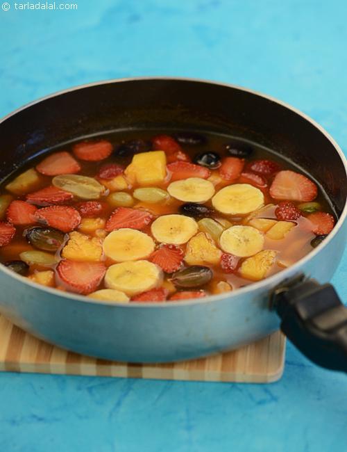 Grapes, Strawberries, Bananas and Pineapple in Orange Sauce recipe