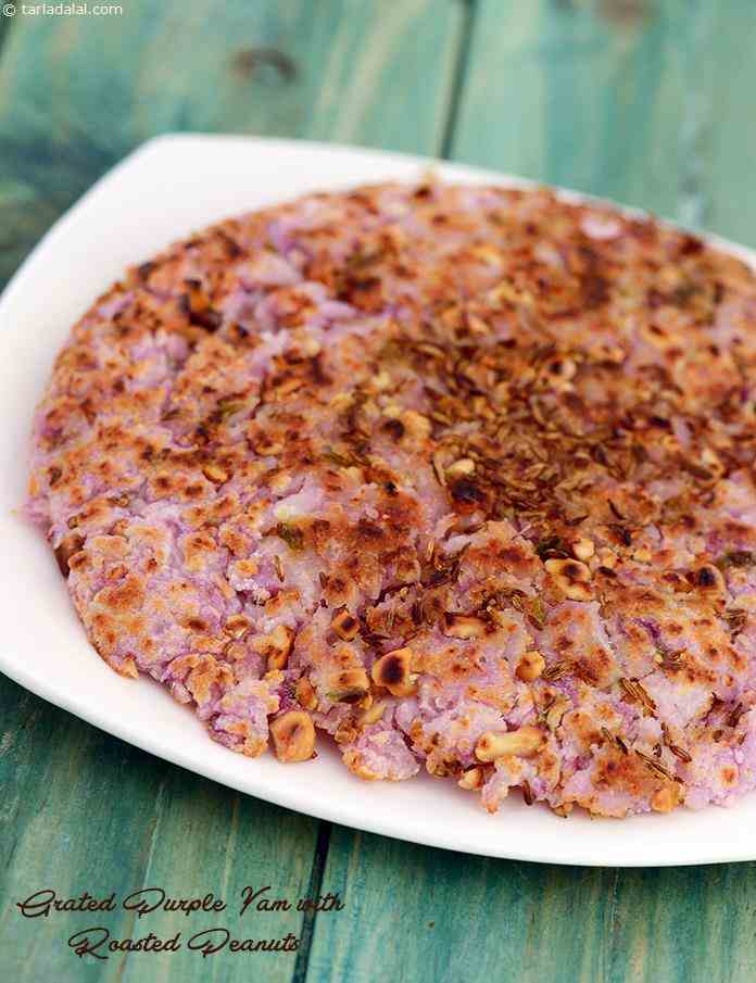 Grated Purple Yam with Roasted Peanuts recipe